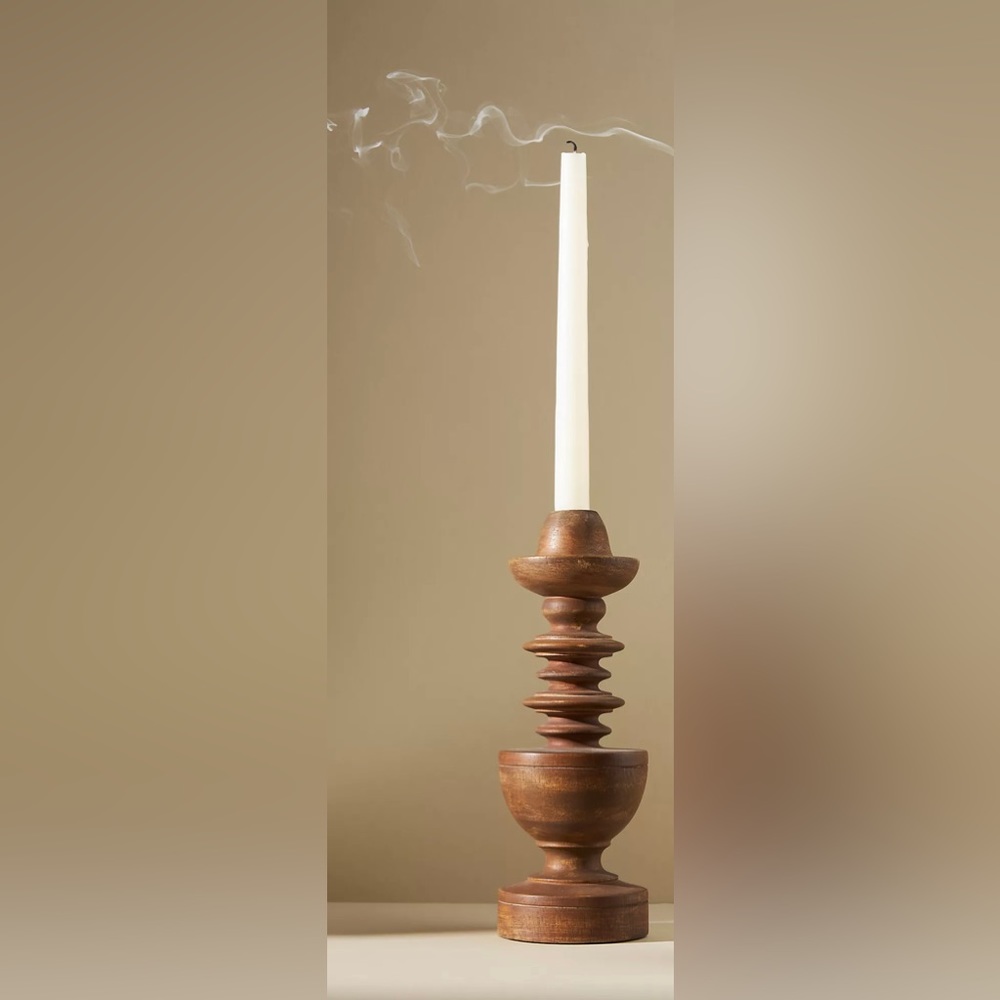 Anna Spiro Wooden Taper Candlestick Set of 2